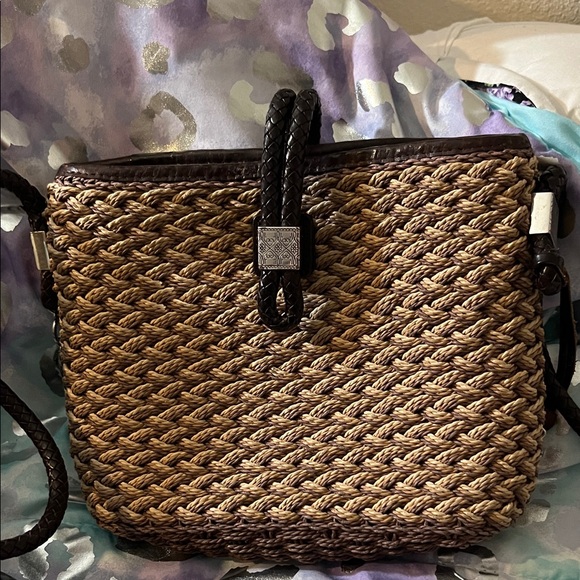 Brighton Brown Woven Crossbody Bag-EUC - Picture 3 of 11